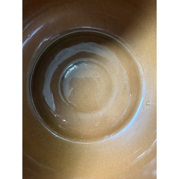 Vintage Stoneware Pottery Ruffle Bowl Brown Beige Glazed Scalloped Handcrafted - Picture 4 of 10